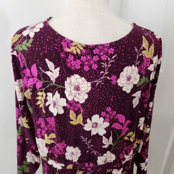 Torrid Dress Womens 3 Purple Floral Mini Faux Wrap Surplice Whimsical Flowy - Picture 6 of 16
